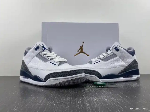 1st Kicks Jordan Air 3 Midnight CT8532-140 Navy 0527